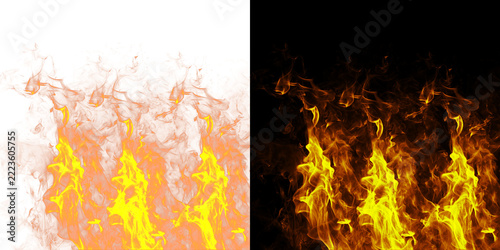 Fotografie Realistic hot fire wall with transparent background isolated for burning inferno visual compositions