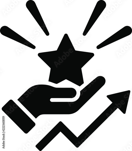 Success and Growth Vector Icon with Star and Arrow