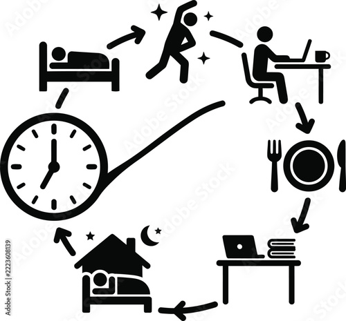 Daily Routine Infographic Vector with Lifestyle Icons