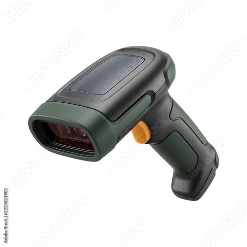 Industrial barcode scanner isolated on transparent background