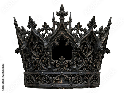 Gothic dark crown isolated on transparent background