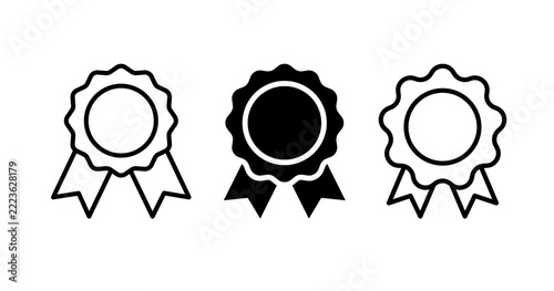 Award ribbon icon with check mark, stroke and solid fill, representing quality or success Png