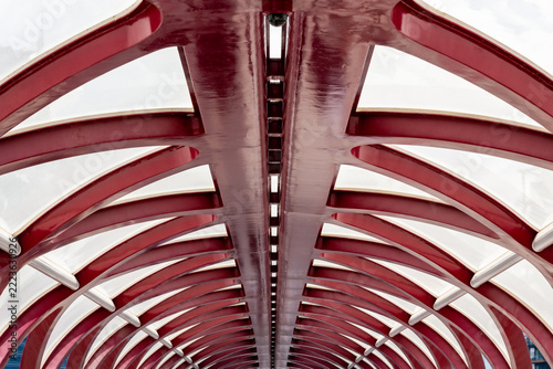 The interior tunnel-like structure of the Peace Bridge