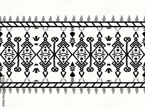 Black and White Geometric Ikat Textile Pattern