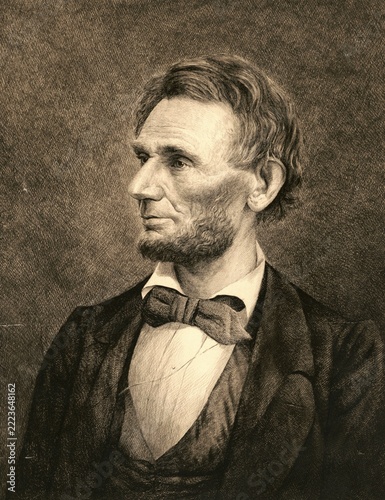 Abraham Lincoln (born 12 February 1809 near Hodgenville, died 15 April 1865 in Washington, D.C.) served as the 16th President of the United States of America from 1861 to 1865. First elected in 1860, he was re-elected in 1864 for a second term. He was the first President from the Republican Party and the first to be assassinated, an authentic, digitally restored reproduction of a 19th-century original, exact date of the depiction unknown, historical