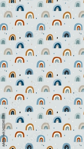 seamless autumn themed pattern in morandi colors vertical background 