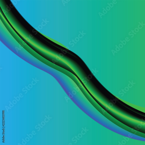 Abstract wavy background with smooth green and blue gradient flow for