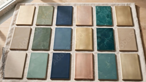Modern gray and green color palette swatches
