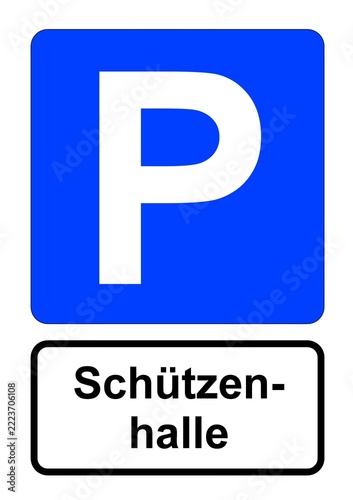 lllustration eines blauen Parkplatzschildes mit der Aufschrift 