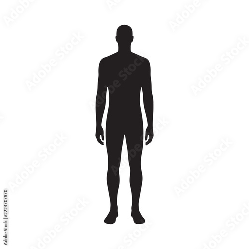 Male human silhouette against a white background a stark graphic representation