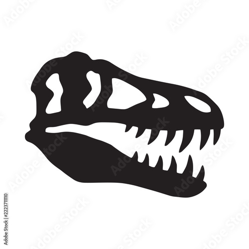 Tyrannosaurus rex skull silhouette a black graphic representation