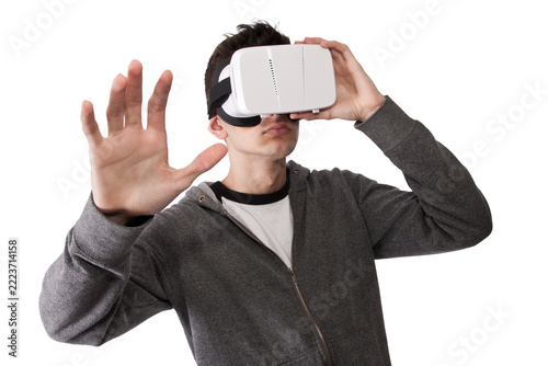 boy with virtual reality viewer
