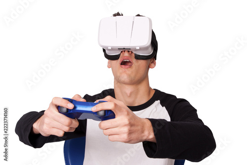 boy with virtual reality game