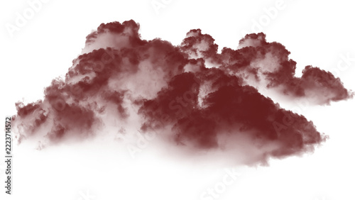 Dark red fluffy cloud formation isolated on transparent background