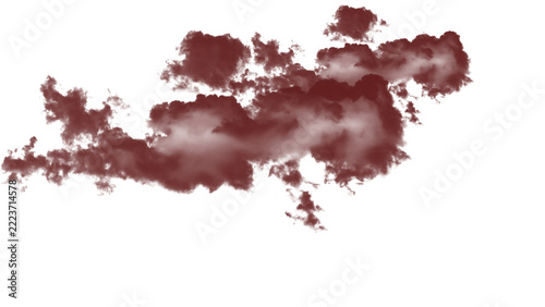Dark red fluffy cloud isolated on transparent background
