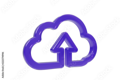 Purple cloud icon with an arrow pointing up for data upload service