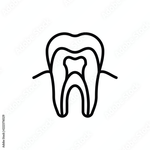 Tooth root thin line icon, the part of the tooth embedded in the jawbone, dental anatomy, tooth structure, and oral health. Vector illustration.