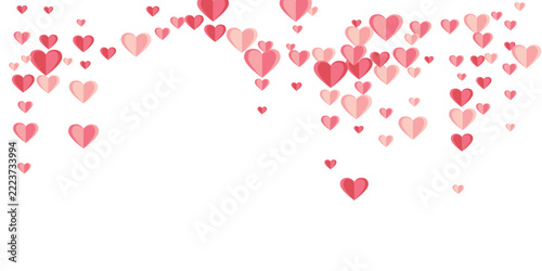 Origami red heart symbols beautiful background design. Wedding decorative ele...