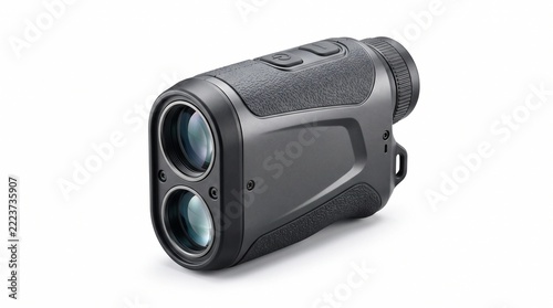 Compact digital laser rangefinder isolated on a white background
