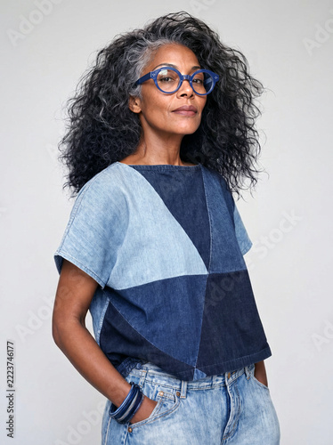 Portrait of stylish mature Black woman 