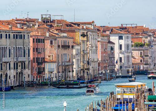 Medieval architecture of Grand canal seen from Rialto bridge, Venice, Italy