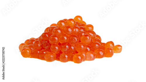 Fotografie Isolated premium fresh vibrant red salmon caviar roe delicacy for gourmet cuisine