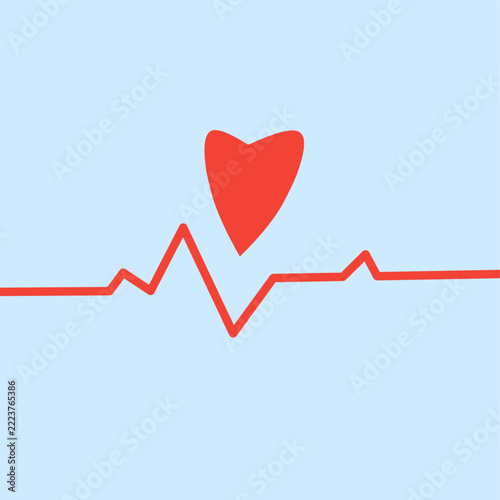 Red Heart With Heartbeat Line Illustration Representing Love, Health, Pulse and Cardiology Concept