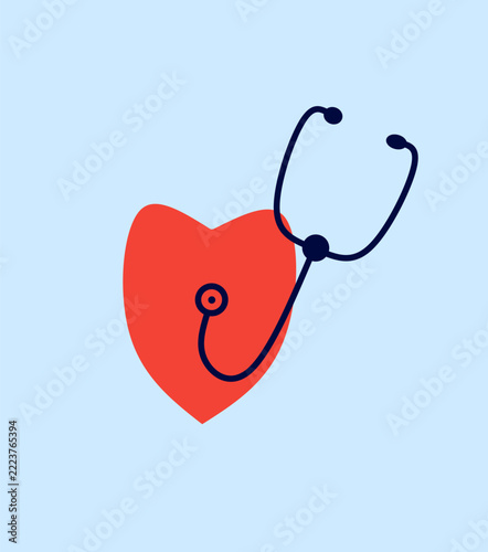 Heart Health Icon With Stethoscope Illustration Representing Cardiology Care Medical Checkup And Wellness