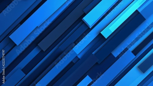 Abstract Blue Geometric Background: A dynamic composition of overlapping blue rectangular shapes with varied tones creates a sense of depth and movement, perfect for modern design projects.