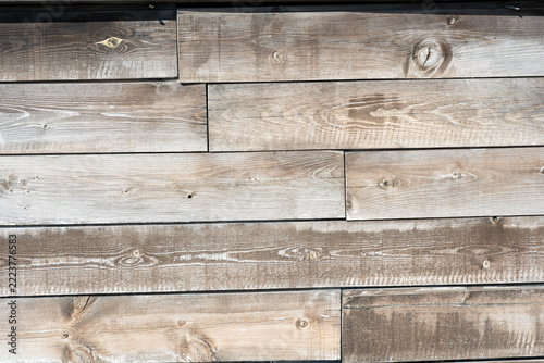 Weathered gray wooden plank wall texture, rustic horizontal wood boards background