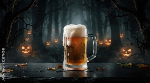 Halloween Themed Beer Mug on Table