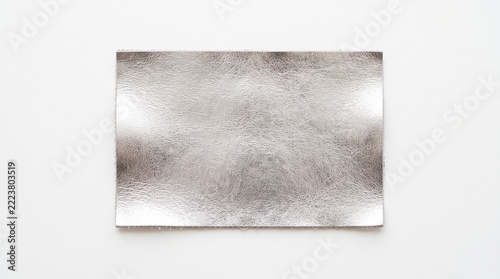 Silver Metallic Leather Swatch On White Background 