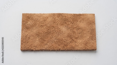 Brown Supple Suede Leather Fabric Sample With Soft Texture On White Background