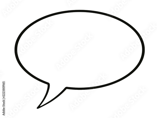 Blank Black Outline Speech Bubble Isolated on White