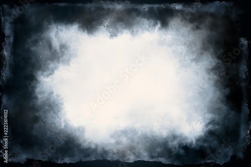 Dark gray textured frame surrounds a bright white center creating a dramatic vignette effect