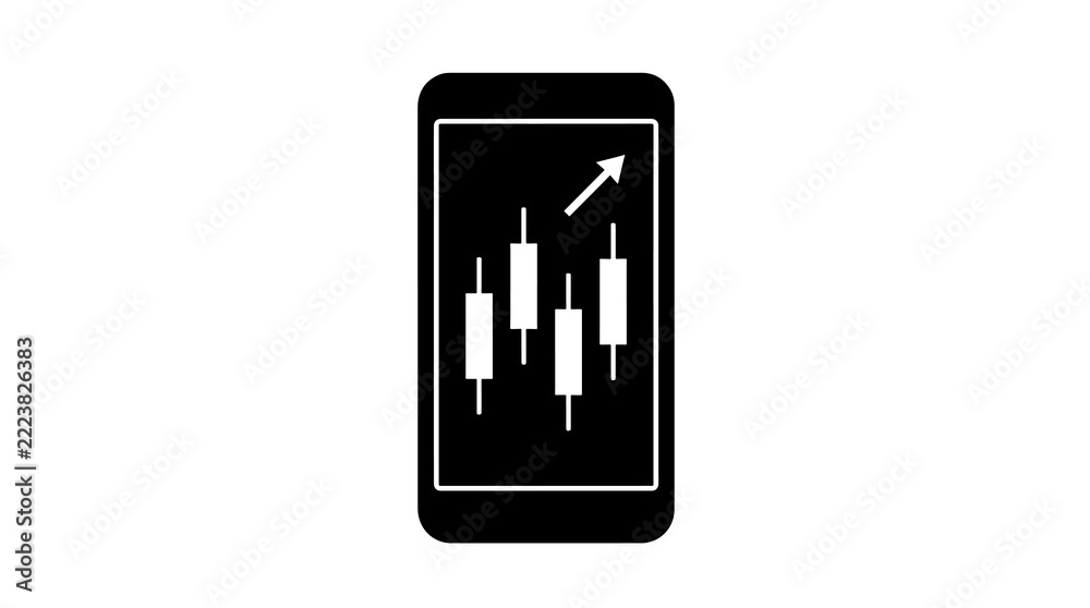 Obraz premium Smartphone trading app interface displaying financial candlestick chart