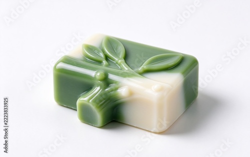 Christmas Tree-Shaped Handmade Soap Bars, Green Cream Product Still Life