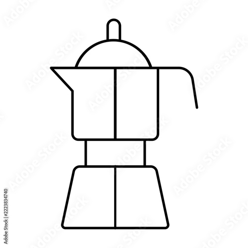 Italian moka pot line icon illustration for espresso maker, coffee brewing, stovetop kettle, and UI UX design