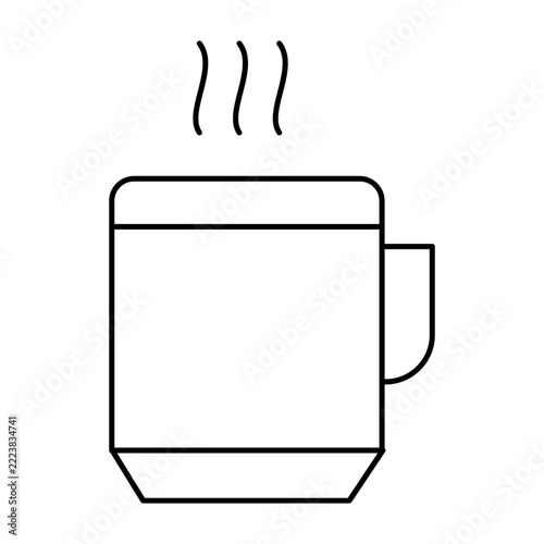Hot coffee mug with steam line icon illustration for morning espresso, hot tea, cafe mug, breakfast drink, and UI UX design