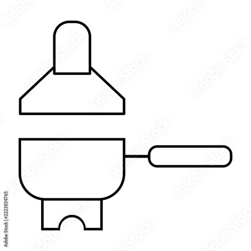 Coffee machine portafilter line icon illustration for espresso brewing, barista tool, cafe equipment, and UI UX design
