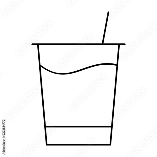 Plastic iced drink cup with straw line icon illustration for cold beverage takeaway, iced tea, cafe order, and UI UX design