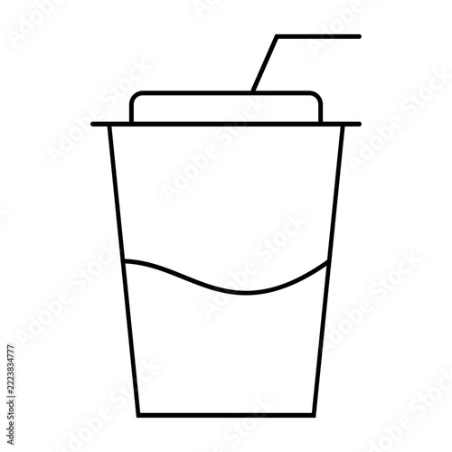 Iced coffee paper cup with straw line icon illustration for takeaway beverage, cafe drink, cold brew, and UI UX design