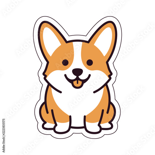 Corgi Sticker Cute Puppy Vector Animal Illustration Graphic Design