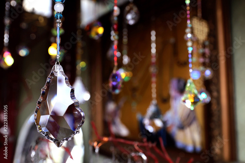 Crystals Hanging in Decorative Gem Store
