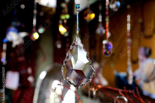 Crystals Hanging in Decorative Gem Store