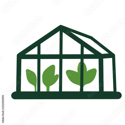 Greenhouse Icon with Seedlings Growing Under Glass