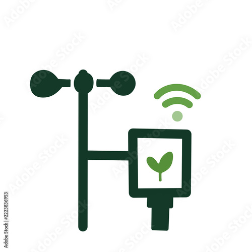 Weather Monitoring Icon with Wind Sensor and Connected Crop Sensor