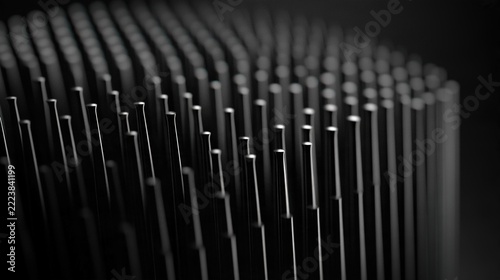 countless. A field of sharp silver line tips densely arranged against a black background. product launch decks, UI/UX mockups, designed for product launches and innovation pitches.