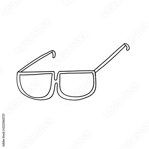 Rectangular Eyeglasses Illustration Black Outline Minimal Optical Frame Accessory