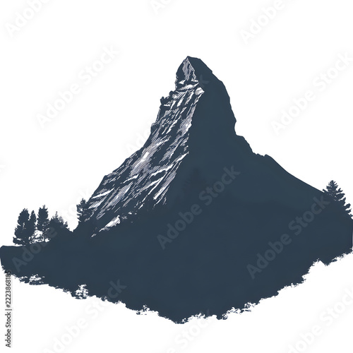 mountain peak silhouette isolated on white